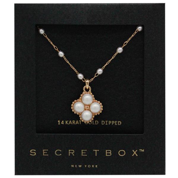 SECRET BOX PEARL CLOVER GOLD DIPPED NECKLACE