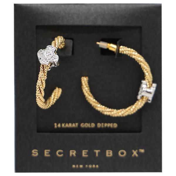 SECRET BOX TWO TONE OPEN HOOP GOLD DIPPED EARRING