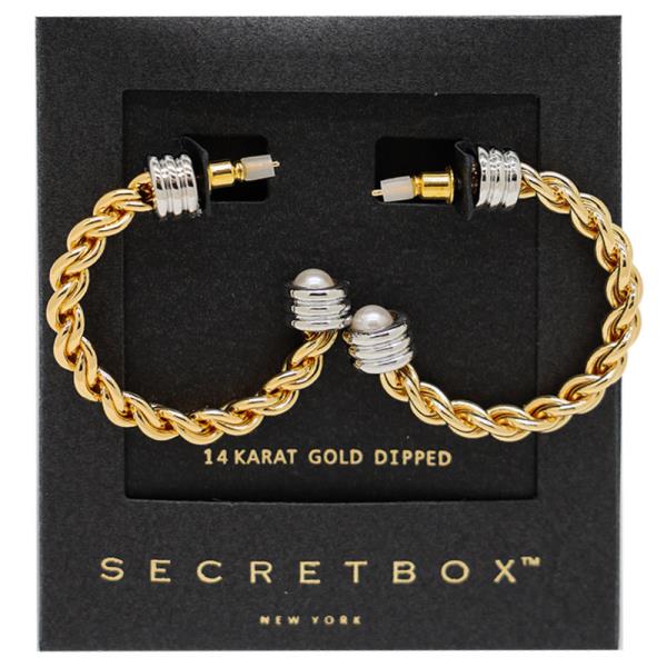 SECRET BOX TWISTED OPEN HOOP GOLD DIPPED EARRING