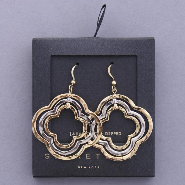 SECRET BOX 14K GOLD DIPPED CLOVER DANGLE EARRING