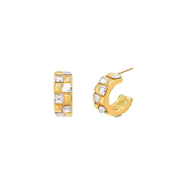 SECRET BOX CZ OPEN HOOP GOLD DIPPED EARRING