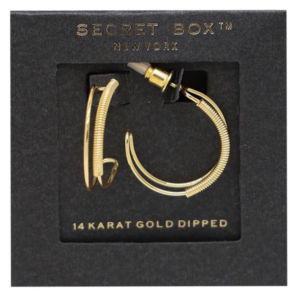 SECRET BOX 2 LINE GOLD DIPPED HOOP EARRING