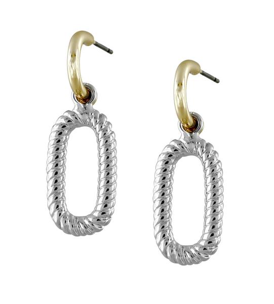 TWO TONE OVAL HOOP METAL EARRING