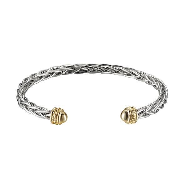 TWO TONE BRAIDED LINK CUFF BRACELET