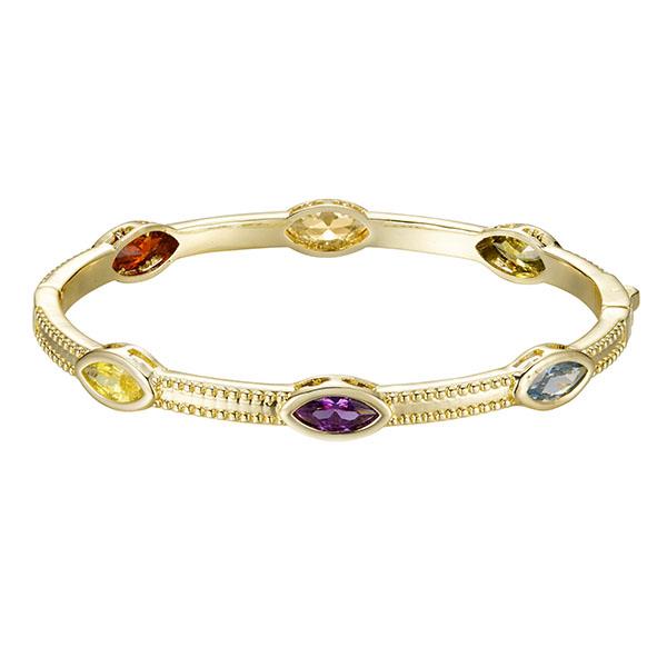 OVAL STONE METAL BANGLE BRACELET