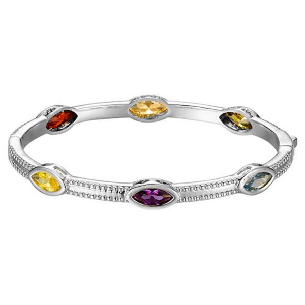 OVAL STONE METAL BANGLE BRACELET