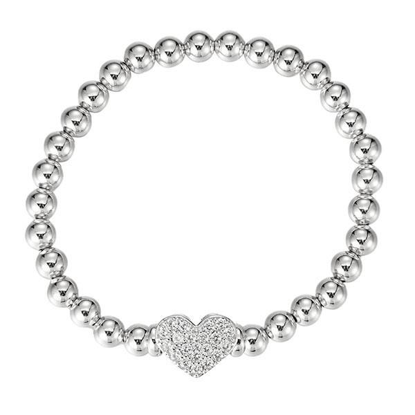 HEART CHARM BALL BEAD BRACELET