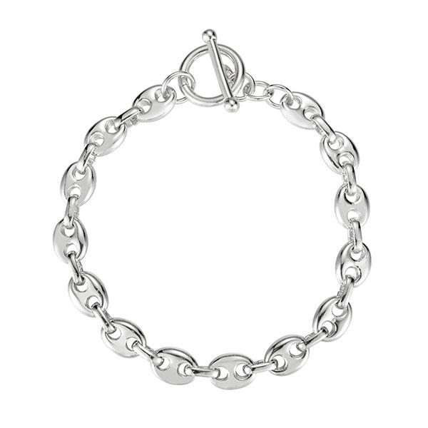 OVAL LINK TOGGLE CLASP METAL BRACELET