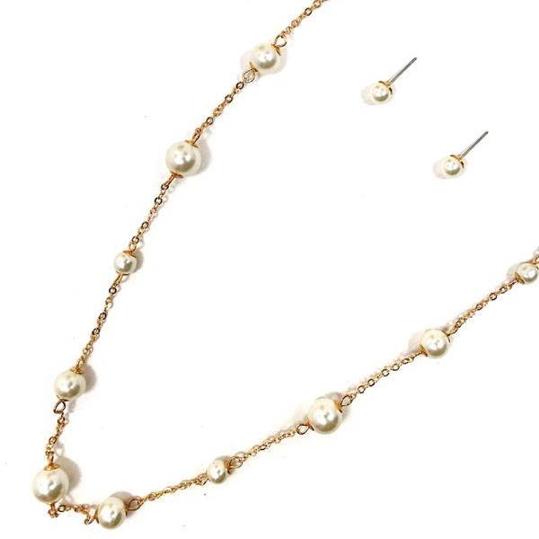 PEARL BEAD STATION NECKLACE