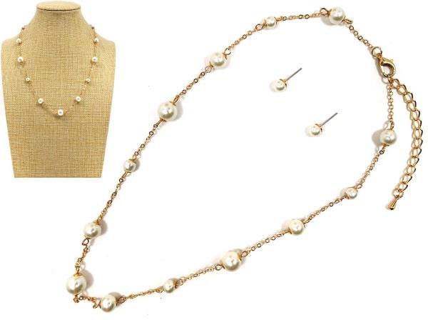 PEARL BEAD STATION NECKLACE