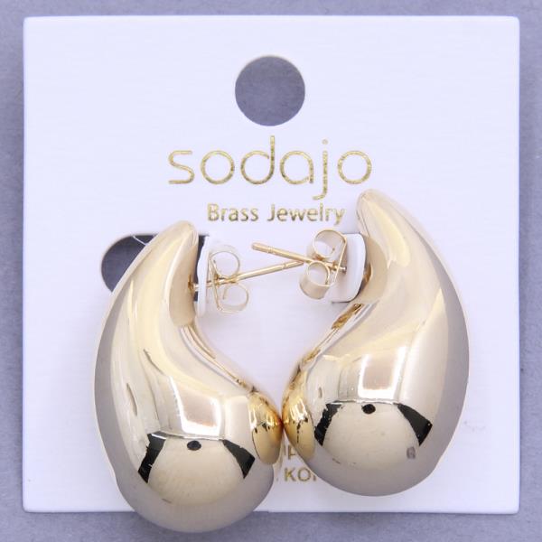 SODAJO DOME TEARDROP GOLD DIPPED EARRING