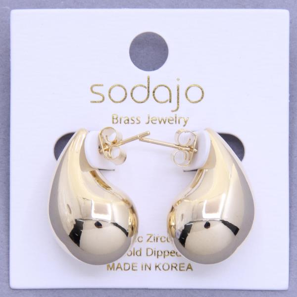 SODAJO DOME TEARDROP GOLD DIPPED EARRING