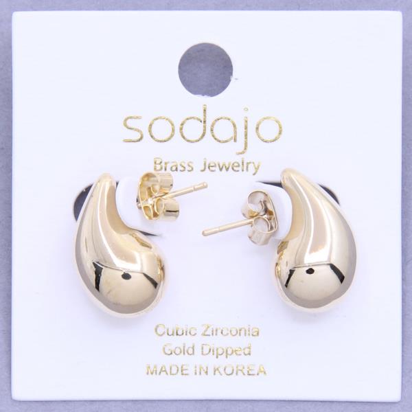 SODAJO DOME TEARDROP GOLD DIPPED EARRING