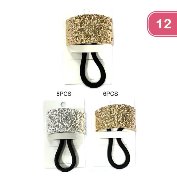 METAL TEXTURED  HAIR TIE (12 UNITS)