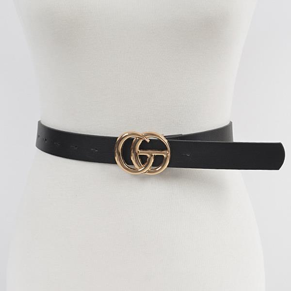 METAL BUCKLE FAUX LEATHER BELT.