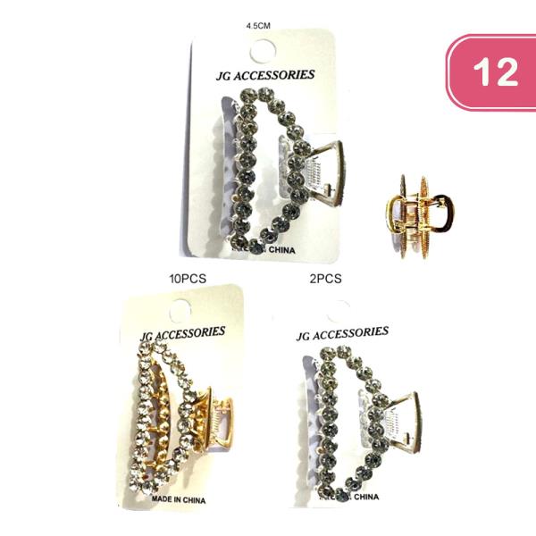 RHINESTONE METAL HAIR CLIP (12 UNITS)