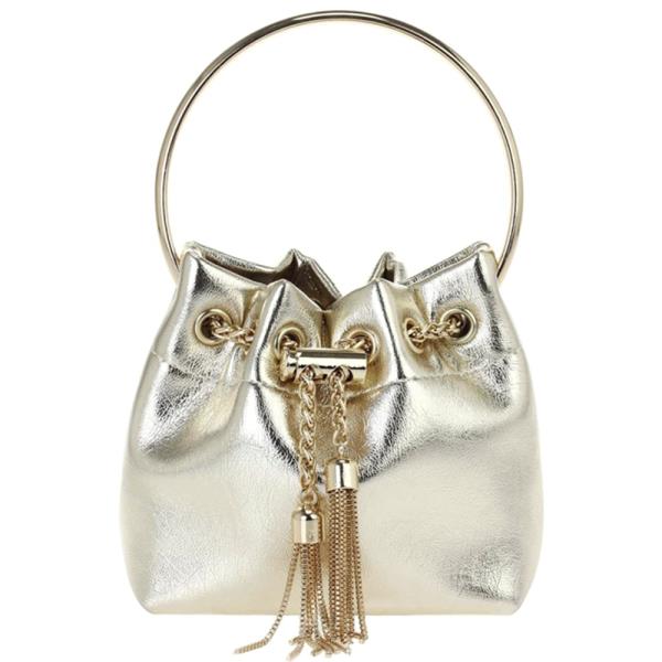 MINI DRAWSTRING BAG W METAL HANDLE