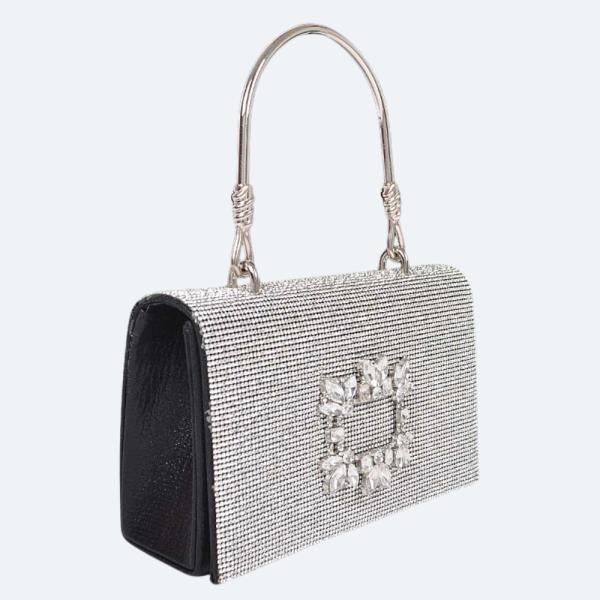 RHINESTONE METAL TOP HANDLE BAG