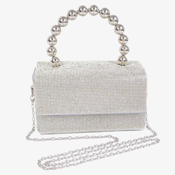 RHINESTONE BALL CHAIN HANDLE BAG