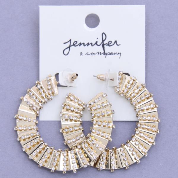 RHINESTONE OPEN HOOP EARRING