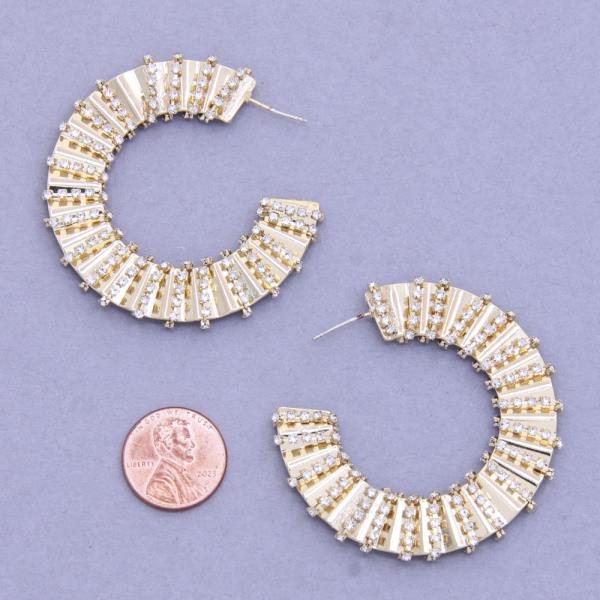 RHINESTONE OPEN HOOP EARRING