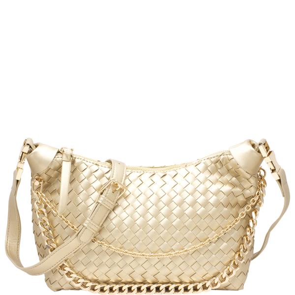 TEXTURED WOVEN CHAIN CROSSBODY BAG