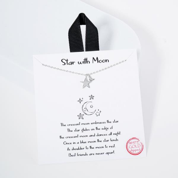 18K GOLD RHODIUM STAR WITH MOON NECKLACE