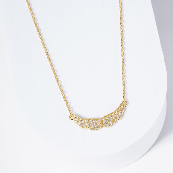 18K GOLD RHODIUM ANGEL WING CZ NECKLACE