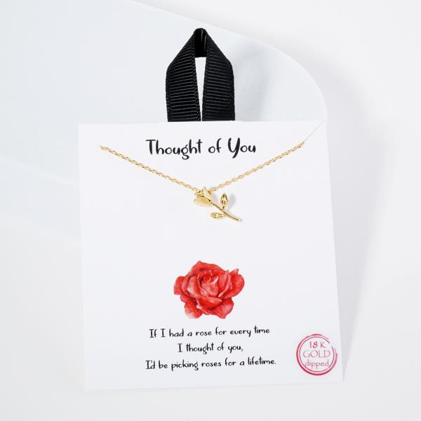 18K GOLD RHODIUM THOUGHT OF YOU ROSE NECKLACE