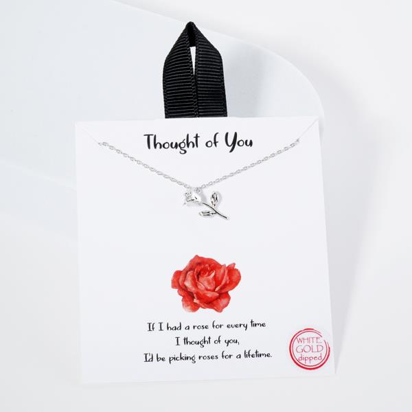 18K GOLD RHODIUM THOUGHT OF YOU ROSE NECKLACE