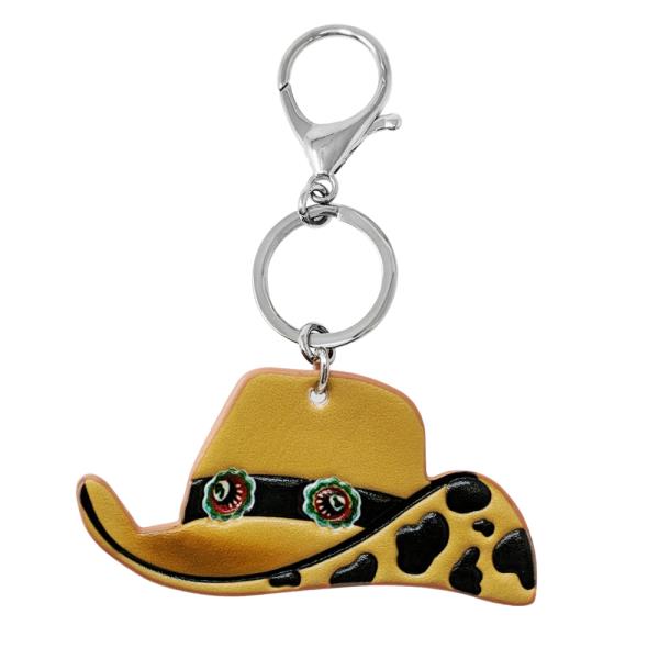 WESTERN TOOLED LEATHER COWBOY HAT KEYCHAIN