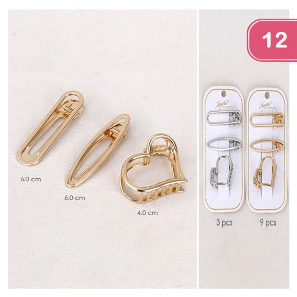 HAIR PIN CLAW CLIP SET  (12 UNITS)