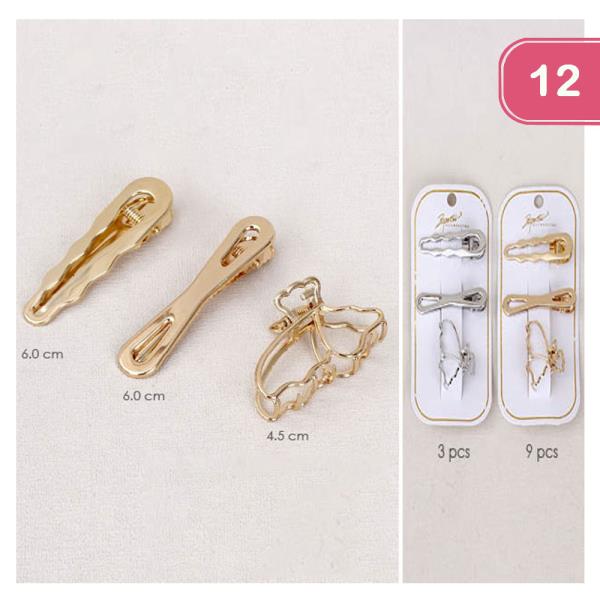 HAIR PIN CLAW CLIP SET  (12 UNITS)