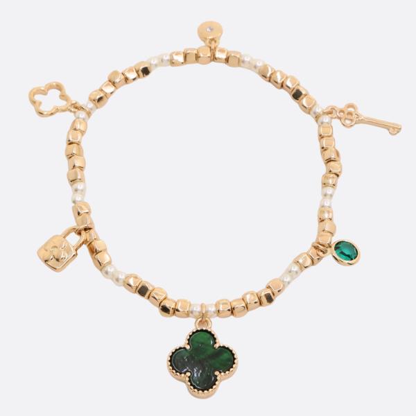 CLOVER CHARM BEADED BRACELET