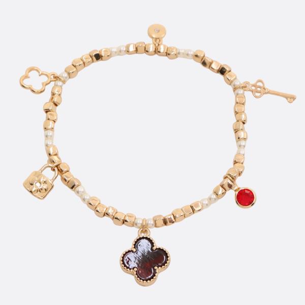 CLOVER CHARM BEADED BRACELET