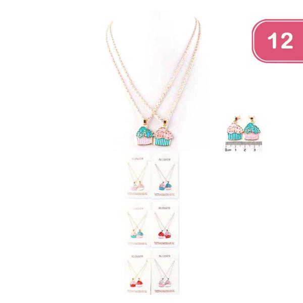 BFF CUPCAKE PENDANT NECKLACE  (12 UNITS)