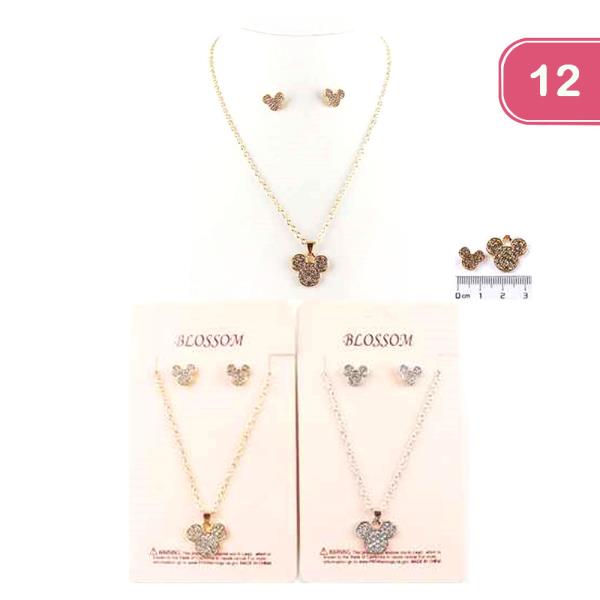 CUTE NECKLACE EARRING SET (12 UNITS)