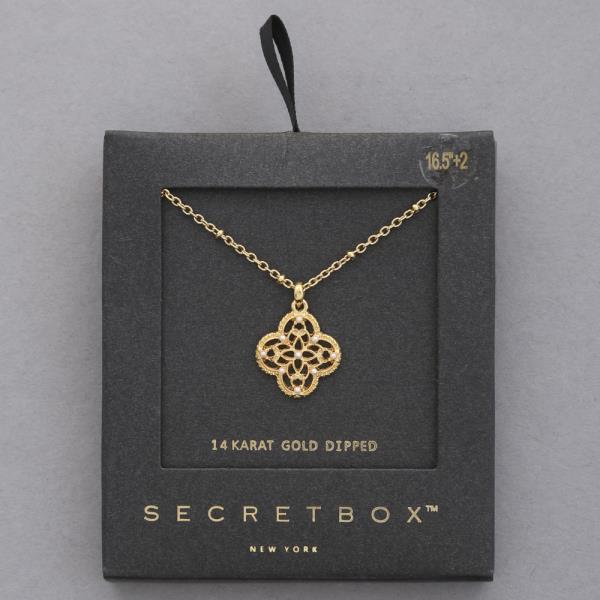 SECRET BOX 14K GOLD DIPPED CLOVER CHARM NECKLACE