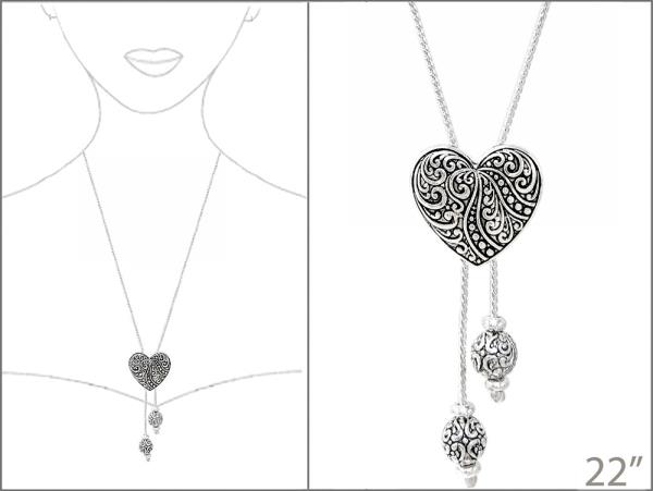 FILIGREE PATTERN HEART CALL BEAD NECKLACE