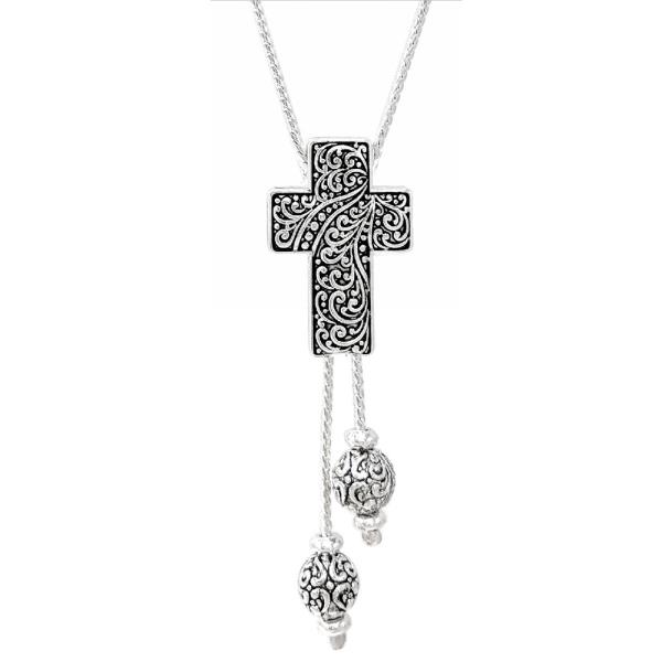 FILIGREE PATTERN CROSS CALL BEAD NECKLACE