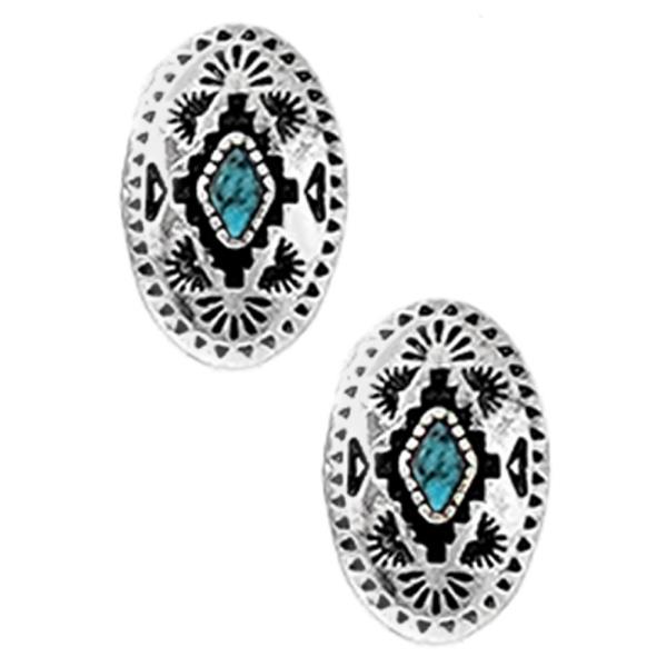 WESTERN STYLE OVAL STONE EARRING