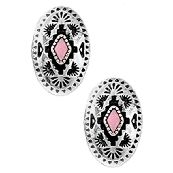 WESTERN STYLE OVAL STONE EARRING