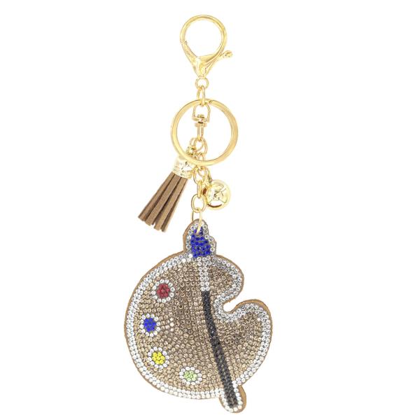 RHINESTONE PAINT PALETTE KEYCHAIN