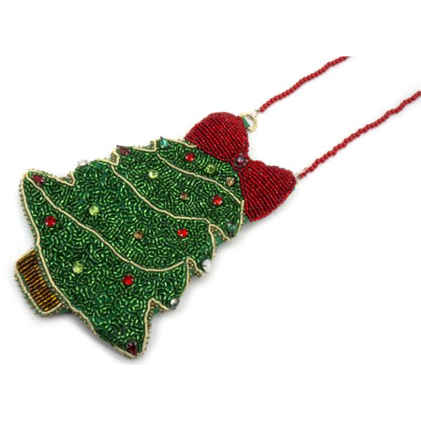 SEED BEAD CHRISTMAS TREE BAG