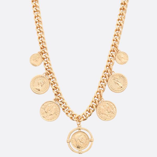 COIN CURB LINK STATION METAL NECKLACE