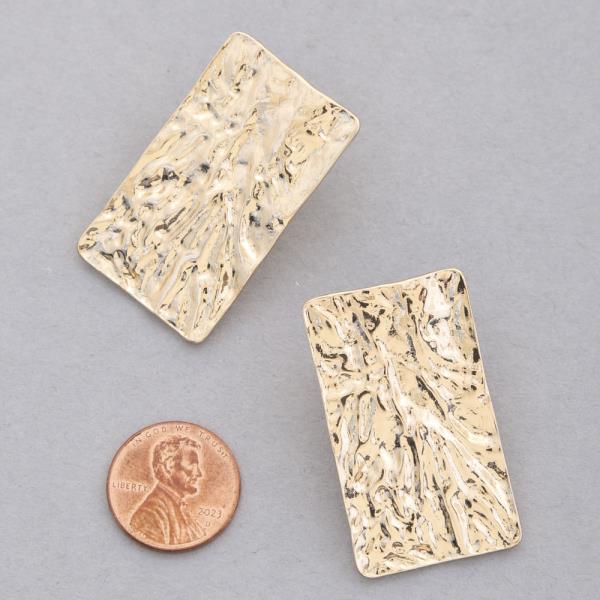 TEXTURED RECTANGLE METAL EARRING