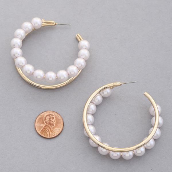 BALL BEAD DOUBLE OPEN HOOP EARRING