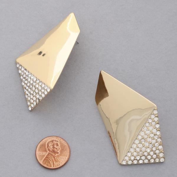 RHINESTONE GEOMETRIC SHAPE METAL EARRING