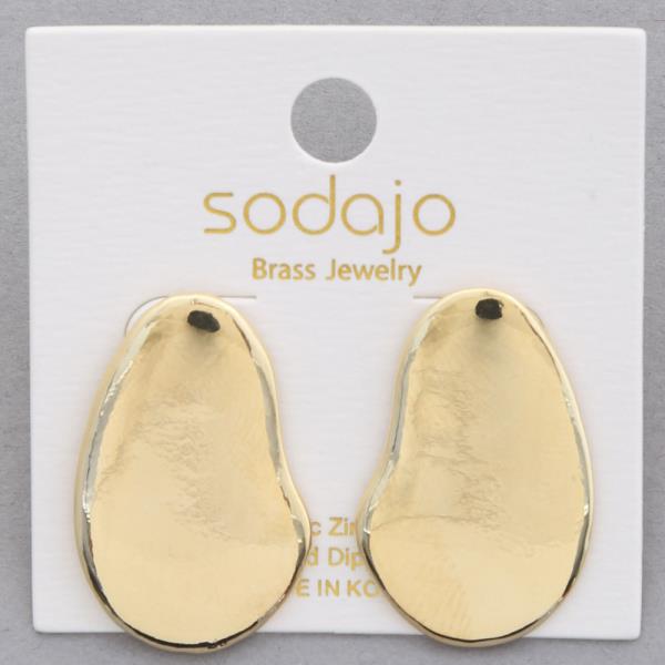 SODAJO OVAL METAL GOLD DIPPED EARRING