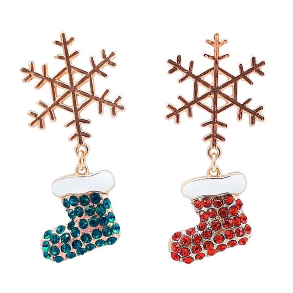 CHRISTMAS SOCKS SNOWFLAKE EARRING